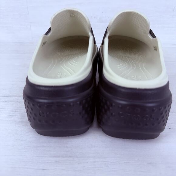 Crocs Stomp Loafers Womens 5 White Black Chunky Platform Y2K Slip On Waterproof - Picture 8 of 12